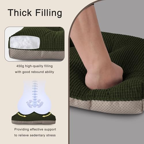 OVOV Dining Chair Cushions Set of 2 Soft Non-Slip Kitchen Chair Pads Tufted Seat Cushion with Ties for Kitchen Dining Room(18" x 16.5" x 3" Dark Green) - color: Dark Green