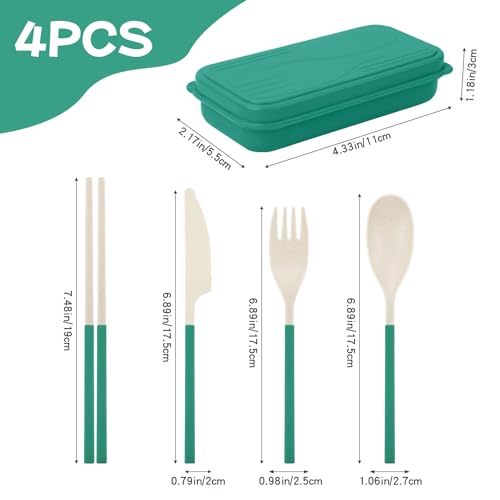 JEPELUS 4 Sets Reusable Travel Utensils Set with Case, Collapsible Utensil Sets Cutlery Set for Lunch Box, Portable Fork Knife Spoon Chopsticks Flatware Tableware for Work Daily Use Adult