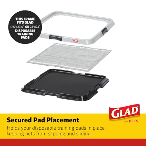 Glad for Pets Puppy Potty Training Pad Holder for Disposable Pads - Puppy Potty Tray, Dog Potty Training Tools for Indoor Pee Pad Station, Potty for Dogs - Fits 23" x 23" or 17.5" x 23.5" Pads