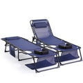 Unovivy Tanning Chairs with Face Hole Set of 2, Patio Lounge Chairs with 5-Position Reclining Back, Portable Folding Outdoor Lounge Chair for Sunbathing, Pool, Patio, Camping - color: Blue
