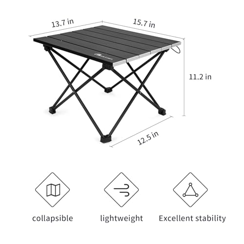 MOON LENCE Ultralight Folding Camping Table, Compact,Portbale with Carry Bag, for Outdoor Cooking, Picnic, Camp, Boat, Travel (Black - S) - color: Midnight Black, size: Small