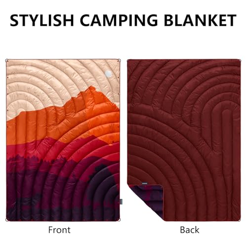 Camping Blanket,Lightweight Puffy Printed Camping Blanket Packable Outdoor Blanket for Camping,Traveling, Stadium, Hiking, Picnics - color: Dusk, size: 52x75"