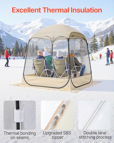 VEVOR Pop up Sports Tent, 8 Sizes Optional Clear Bubble Tent for 1-6 Person, Waterproof Outdoor Pod with Floor Mat & Top Cover, Garden Igloo Dome Tents Camping Shelter for Sports Watching - color: Clear, size: 63" L x 63" W x 71.7" H
