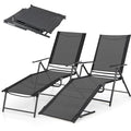 Giantex Lounge Chair Outdoor Set of 2 - Tanning Chair with 6 Adjustable Backrest, 2-Level Footrest, Folding Sunbathing Lounger for Patio, Poolside, Yard, Chaise Lounge Chair, Beach Chair (Black) - color: Black