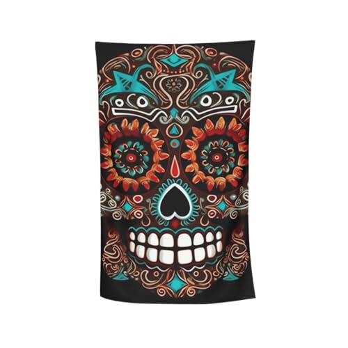 Sugar Skulls Day of the Dead Beach Towel Oversized 52 x 32 in Sand Free Pool Swim Towels for Adult Travel Blanket Lightweight Quick Dry Absorbent Bath Towels Cruise Vacation Accessories
