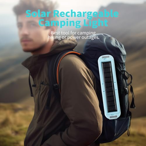 Solar Rechargeable Camping Lantern - 2000 Lumens, 4 Light Modes, Solar & USB Charging (Blue) - color: Blue