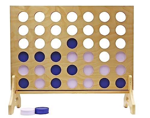 Tailgating Pros Premium Giant Four in a Row with Carrying Case - Jumbo Oversized Outdoor Yard Game - Connect Multiple Pucks in a Row to Win - Many Puck Colors Available! - color: Blue / White