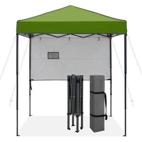 6x4 Pop Up Canopy Tent with Half Wall Panel, Instant Portable Beach Canopy, Outdoor Tent with Carry Bag for Camping, Sports, Tailgating, Events, Grass Green - color: Grass Green, size: With Half Wall
