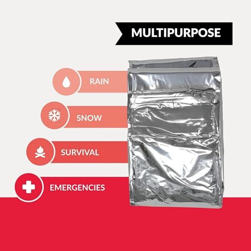 Emergency Rescue Blanket Set of 8, Outdoor Survival Blanket Waterproof, Windproof, Warm, Sunscreen Lightweight and Portable Suitable for First Aid Bags and Outdoor Camping, Golden, 8pcs - color: Golden 8pcs