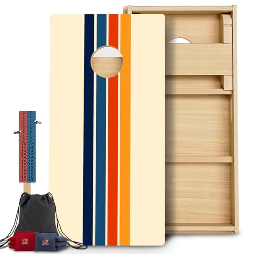 CornholeGamesUSA Pro Cornhole Boards Set | Made in USA | 3/4 Baltic Birch | No Bounce | Triple Thick Legs | Two Brace & Handles, Tournament 2x4 Regulation Set with Score Tower & Cornhole Bags - color: 166