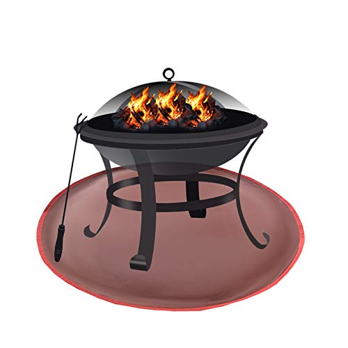 Round Under Grill Splatter Mat, Flame Retardant Heat Resistant BBQ Gas Grill Air Fryer Fire Pit Protective Mat for Deck Patio Lawn Ground Outdoor or Campsite Protection Ember Mat Pad Round Red 36inch