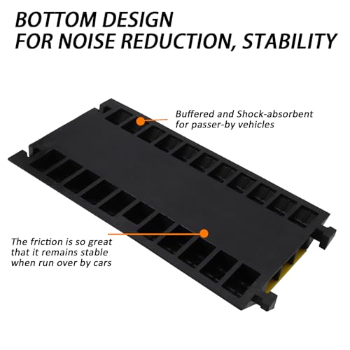 GarveeTech Rubber Cable Ramp 3 Large Channel Cable Protector Ramps, 28000 LBS Load Capacity Heavy Duty Traffic Speed Bump Cable Wire Cord Cover Ramp Driveway Hose Cord Protective, 1 Pack - size: 37''*20''*3''-3 Large Channel