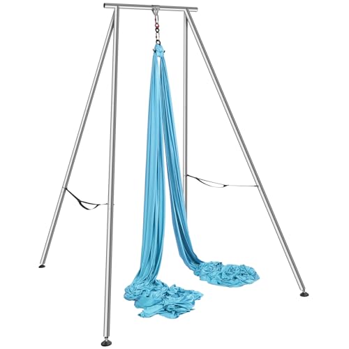 VEVOR Yoga Stand Frame, Max 441-551 lbs Load Swing Stand, Triangular Structure Aerial Rig, Aerial Silk Stands with Yoga Hammock, Standard & Height-Adjustable Version - color: Blue, style: Standard Version