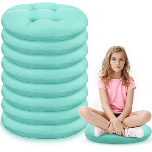 Fumete 8 Pcs 16 Inch Round Floor Cushions for Kids and Toddlers, Flexible Seating Classroom Furniture Floor Pillow for Home, Daycare, Preschool, Yoga and Meditation (Mint Green) - color: Mint Green
