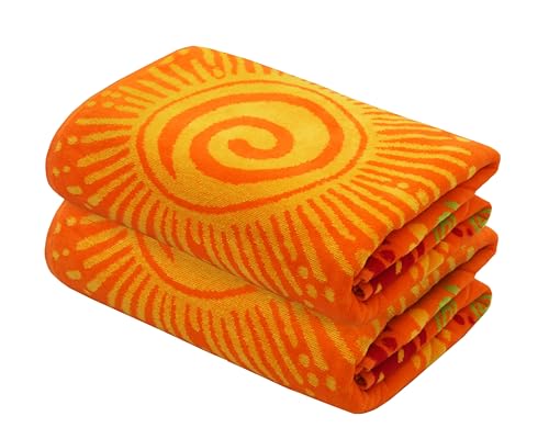COTTON CRAFT Oversized Beach Towels - 2 Pack XXL 35x84 - The Big Kahuna 7 Foot Extra Large Beach Blanket Towel - Big & Tall - 100% Cotton Jacquard Velour Soft Luxury Towel - Sunshine Orange Yellow - color: Sunshine Orange Yellow, size: 2 Pack - 35x84