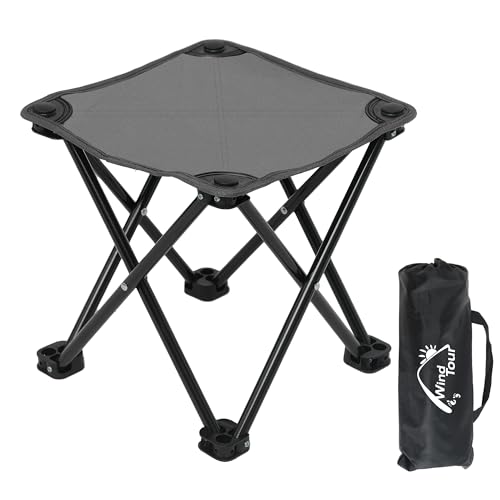 Wind Tour Portable Folding Camping Stool Outdoor Camping Lightweight Samll Chair for Fishing Hiking Gardening and Beach with Carry Bag (Medium Grey -1) - color: Medium Grey -1