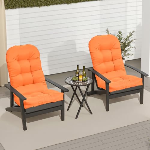Adirondack Chair Cushion, Waterproof Outdoor Seat Cushions for Patio Furniture, Thick High Back Replacement Pad for Porch Lawn Wicker Dining Desk Chair, Rocking Chair Cushion, Teal - color: Orange