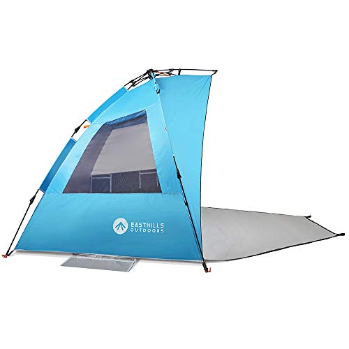 Easthills Outdoors Instant Shader Dark Shelter XL Beach Tent 99" Wide for 4-6 Person Sun Shelter UPF 50+ with Extended Zippered Porch Pacific Blue - color: Dark Shelter - Pacific Blue