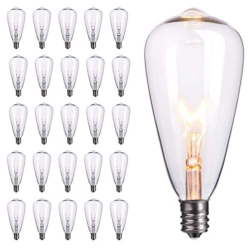 25-Pack Edison Replacement Light Bulbs,7-Watt E12 Candelabra Base ST40 Replacement Clear Glass Light Bulbs for Outdoor Patio ST40 String Lights, Warm White - style: E12 Bulbs - 25 PC
