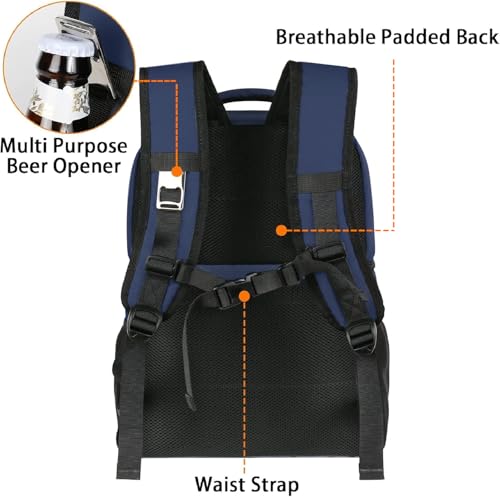 MATEIN Cooler Backpack, 26 Cans Insulated Lunch Backpack for Men Women, Leakproof Double Layer Lunch Cooler Bag Lightweight Soft Lunch Backpack with Cooler Compartment, Beach Camping Hiking Beer Gifts - color: Blue, size: 26 Cans
