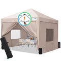 Quictent Privacy 8x8 Pop up Canopy Tent with Sidewalls and Roll-up Ventilated Windows, One Person Easy Setup, Outdoor Commercial Gazebo Shelter Enclosed Waterproof, Bonus 4 Sandbags - color: Tan, size: 8x8ft