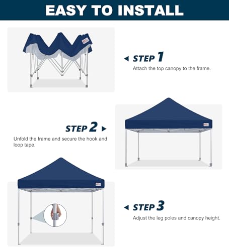 MASTERCANOPY Pop Up Canopy Tent Commercial Grade 10x10 Instant Shelter (Navy Blue) - color: Navy Blue, size: 10x10