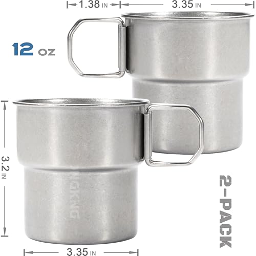 Foldable Camping Cup, 12oz Retro Coffee Mug, 304 Stainless Steel Drinking Cup with Foldable Handles, Outdoor Cookware Pot