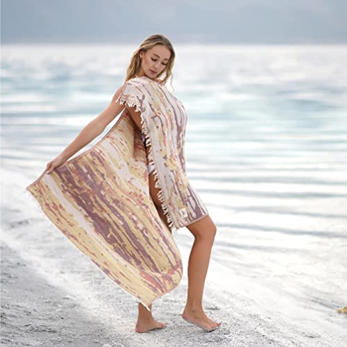 BAGNO MILANO Beach Towels Organic Turkish Cotton Soft, Quick Dry Oversized Turkish Towel Throw Blanket for Beach, Yoga, Spa, Pool (Beach Towel, Vega Mustard) - color: Vega Mustard