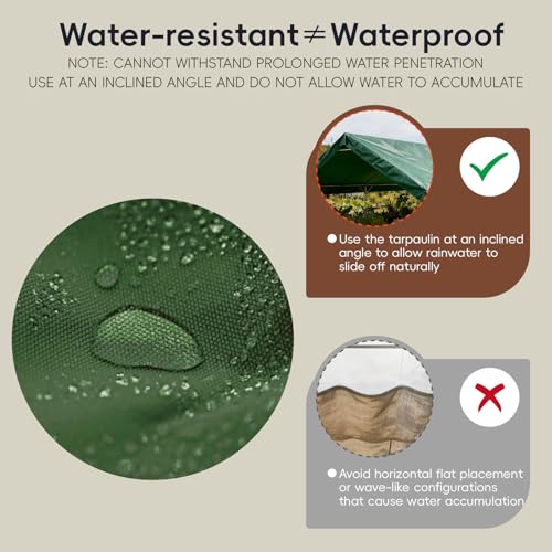 12x16 ft Canvas Tarp with Rustproof Grommets, Heavy Duty Multipurpose Tarpaulin Cover for Canopy Tent, Roof, Camping, Woodpile-Green - color: Green, size: 12x16 ft