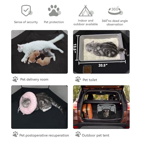 Siedihit Dog Cat Playpen with Washable Pee Pad, Puppy Pet Playpen Indoor for Small Dog Crate Tent Cage Outdoor, Portable Pop Up Dogs Enclosure Kennel with Carrying Case,Dark Grey - color: Dark Grey with Pad
