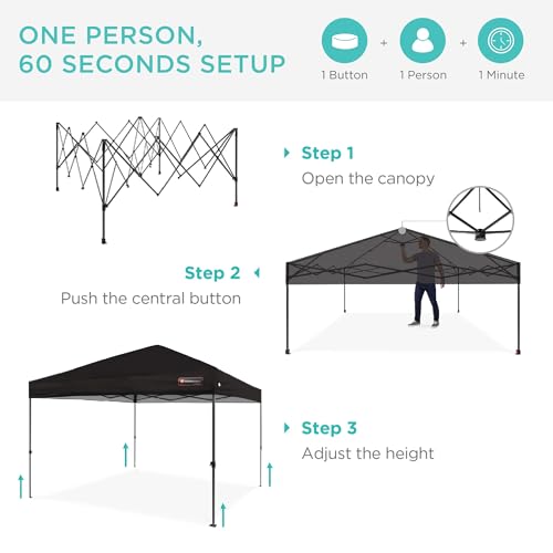 Best Choice Products 10x10ft Pop Up Canopy Tent, Outdoor Shade, 1 Person 1 Minute Set Up, Carry Case, 4 Weight Bags - Black - color: Black, size: 10x10ft