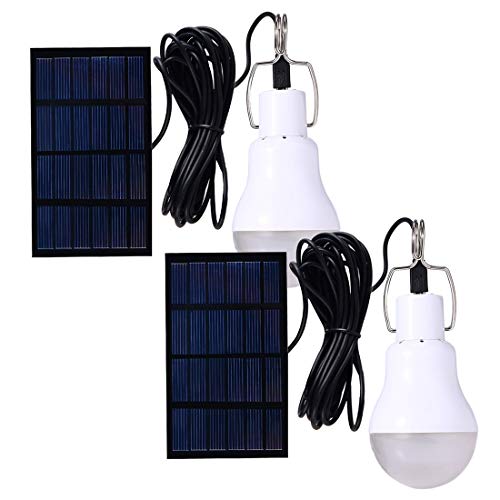 ABZXT Solar Powered Lamp Portable Led Bulb Lights Solar Energy Panel Led Lighting for Camp Tent Night Fishing Emergency Lights Flash 350LM(Pack of 2) - color: Pack of 2