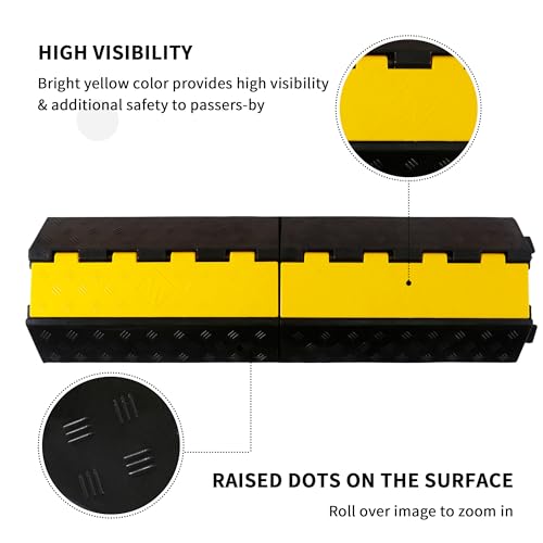 Rubber Cable Ramp Cord Cover Cable Protector Ramps Wire Hose Protective 1 Channel 22000Lbs Load Capacity Traffic Speed Bump for Asphalt Concrete Gravel Driveway, 1 Pack - color: 1 channel-1 pack