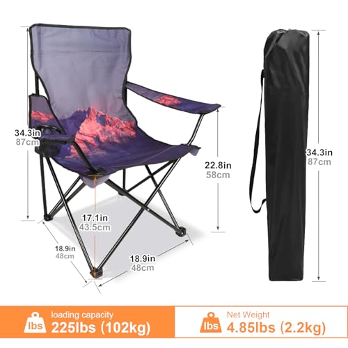 Northroad Camping Chair Portable Camp Chair, Folding Lawn Chair with Cup Holder for Outdoor Camping, Hiking, Travel, Patio, Beach, Picnics - color: Grey&purple