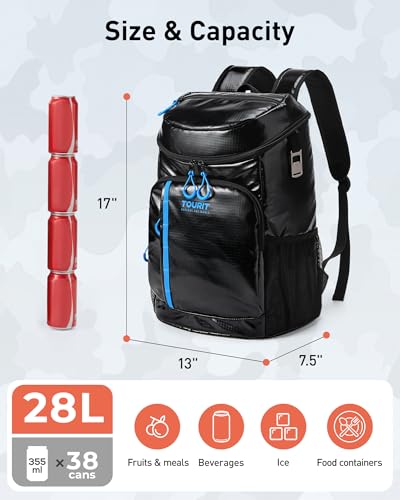 TOURIT Cooler Backpack Lightweight Insulated Backpack Cooler Leak-Proof for Men and Women, Sports Fan Coolers - color: 02-Black