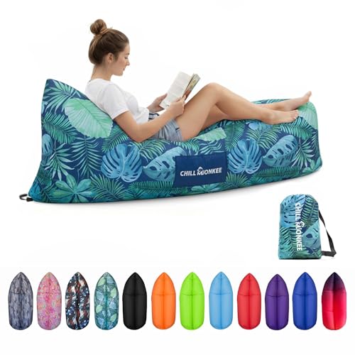 Portable Inflatable Lounger for Beach & Camping – Self-Inflating Air Couch, Beach Sofa, and Outdoor Lounge Chair for Relaxation and Comfort - color: Island Tropical