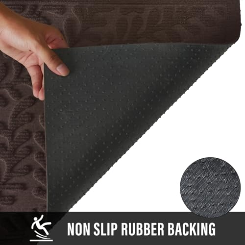 HIYARD Front Door Mat, Absorbent Dirt Trapping Welcome Door Mat Indoor Outdoor, Non Slip Entry Mat, Indoor Outdoor Door Mats, Fade Resistant, Low Profile Doormat for Entryway, 47×32, Coffee - color: Coffee, size: 2'8" x 3'11" (Rectangular)