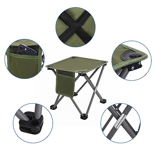Roptat 2 Pack Camping Stool,Portable Folding Compact Lightweight Stool Seat for Camping Fishing Hiking Gardening Outdoor Walking Backpacking Travelling and Beach with Carry Bag - color: Dark Green