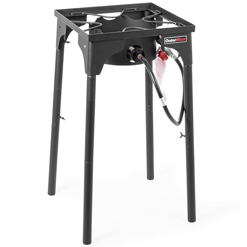 OuterMust Outdoor Propane Burner Camping Stove Gas Burner with Adjustable Legs Ideal for Camping, Home Brewing, Turkey Frying and Maple Syrup Boiling - size: Single Burner - Adjustable
