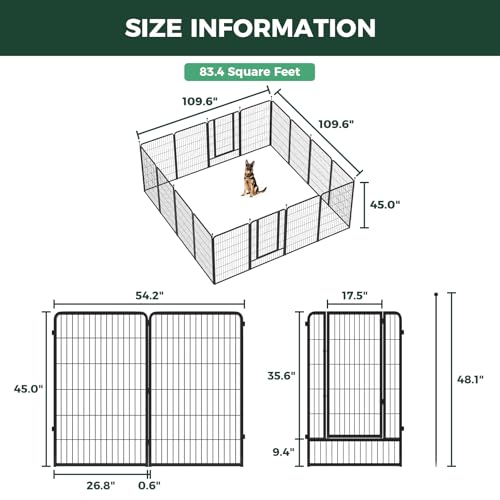 FXW Instant Unleashed Dog Playpen, Portable Pet Fence for Outdoor, RV Trips, and Camping, 45inch, 16 Panels for Large Dogs│Patented - size: 45"H