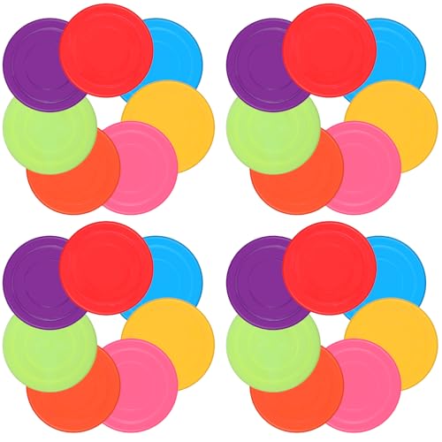 28 Pcs Flying Discs Bulk, Kids Outdoor Game Flying Discs Flying Discs for Kids Soft Rubber Flyer Disk Dog Toys Game Outdoor for Children Adults Sports Favors (7 Colors)