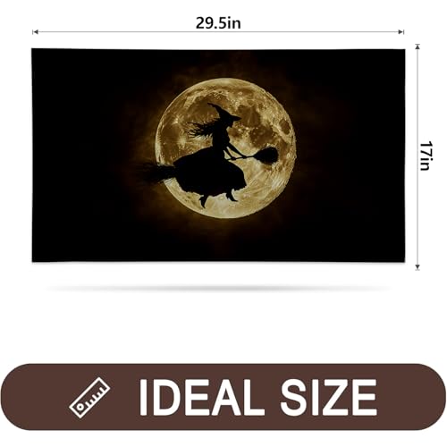 Halloween Witch Doormat Rug for Entryway, 17x29.5 Inch, Flying Witch Silhouette Indoor Door Mat Gifts, Non-Slip Absorbent Floor Mat for Outdoor Use, Gothic Theme Decor for Home Living Room - color: Witch
