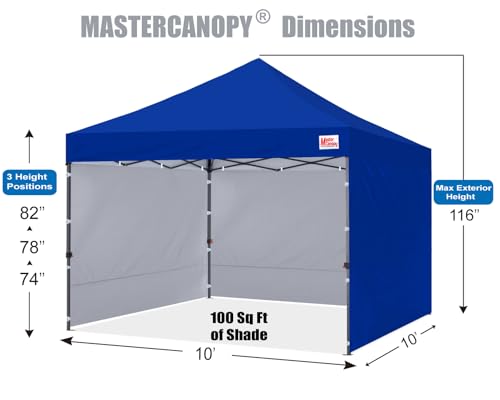MASTERCANOPY Heavy Duty Pop-up Canopy Tent with Sidewalls (10x10,Blue) - color: Blue, size: 10x10