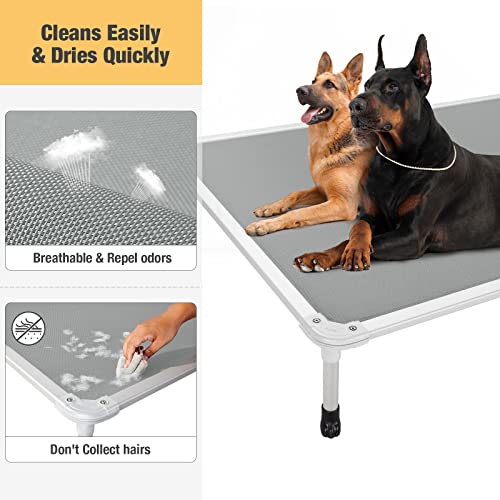 Veehoo Chew Proof Elevated Dog Bed - Cooling Raised Pet Cot - Silver Aluminum Frame and Durable Textilene Mesh Fabric, Unique Designed No-Slip Feet for Indoor or Outdoor Use, Grey, XX-Large, CWC2003 - color: Gray, size: 59.0"L x 37.5"W x 9.0"Th