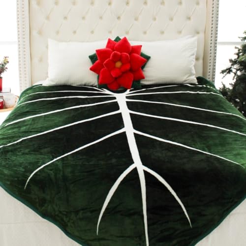 Green Philosophy Co. Poinsettia Plush Throw Pillow - Christmas Red Flower Shaped Accent Cushion | Unique Christmas Decor & Gift - color: Christmas Red