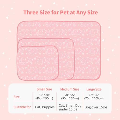 NWK Pet Cooling Mat -Q-Max>0.345 Ice Silk Cooling Mat for Dogs & Cats Portable & Washable Pet Cooling Blanket, Car Seats, Beds for Summer (Pink Cat, 27'' X 20'' X 0.3'') - color: Pink Cat, size: Medium (27'' X 20'' X 0.3'')