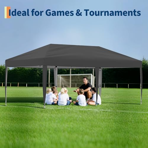 10x20 Pop Up Canopy Tent Outdoor Canopy with No Removable Sidewall One-Person Set Up Heavy Duty Commercial Instant Tent Shelter-Gray - color: Gray, size: 10x20FT/0-Sidewall
