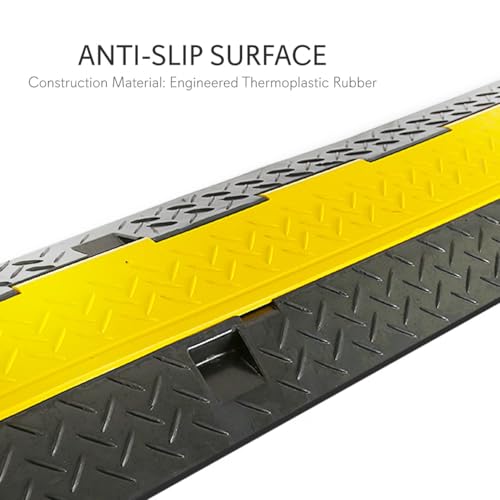 Pyle Durable Cable Protective Ramp Cover - Supports 33000lbs Three Channel Heavy Duty Cord Protection w/ Flip-Open Top Cover, 35.4” x 13.6” x 1.96” Cable Concealer for Indoor Outdoor Use PCBLCO105 - style: 1 Pack