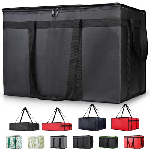Insulated Food Delivery Bag, XXXL Insulated Reusable Grocery Cooler/Hot Bags, Tote Bag for Shopping/Travel/Doordash, Catering Bag Doordash 22x14x13, Black, 1-Pack - color: Black, size: 22 x 14 x 13 inches