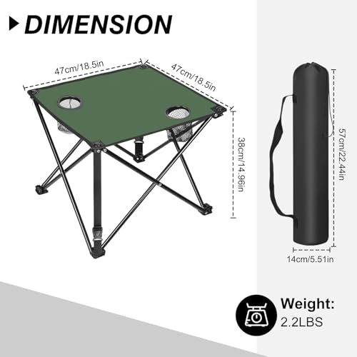 Moclever 2PCS Foldable Camping Table–Ultralight Portable Table with Cup Holders&Carry Bag, Perfect for Outdoor Adventures,Picnic,Beach, BBQ,Hiking & Home Use - style: 2Pcs Green